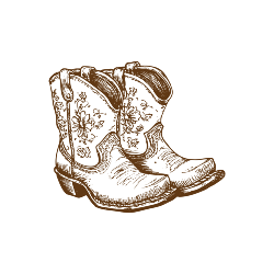 Sketched child-sized cowboy boots