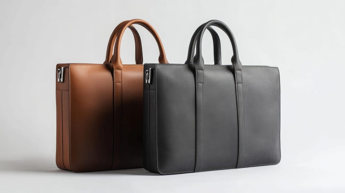 Illustration of disguised labor representing hidden UBI. Two briefcases, one brown, one black.